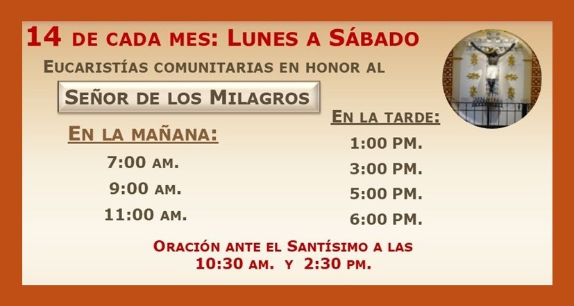 día 14 de lunes a saábdo