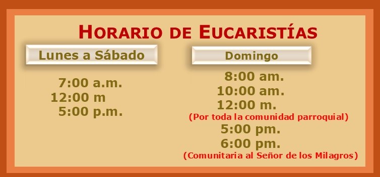 Horario de Eucaristías