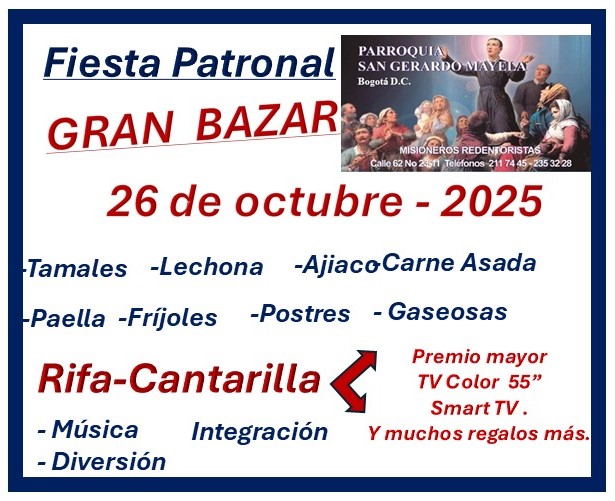 Bazar 26 de octubre 2025 - Fiesta Patronal