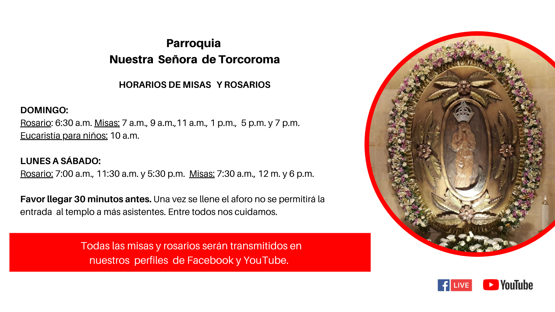 Templo Parroquial, Facebook y YouTube