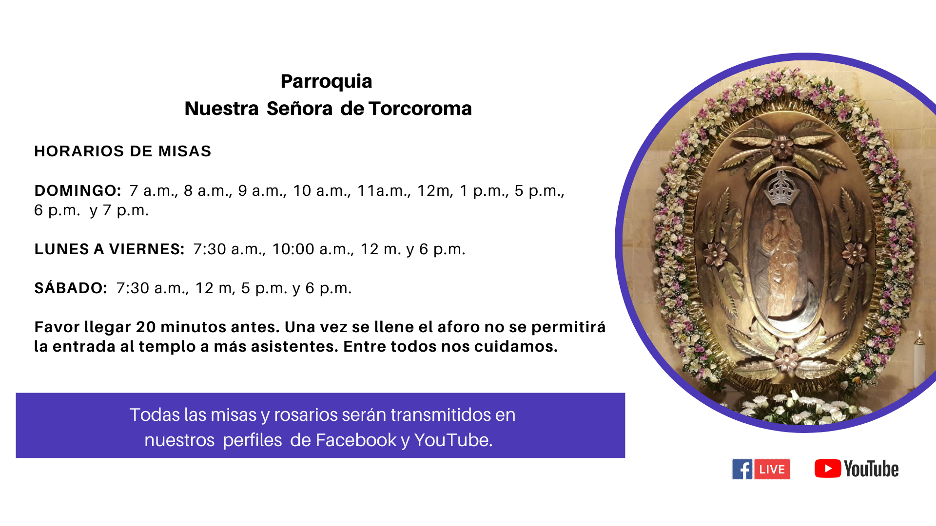 Horario misas Torcoroma