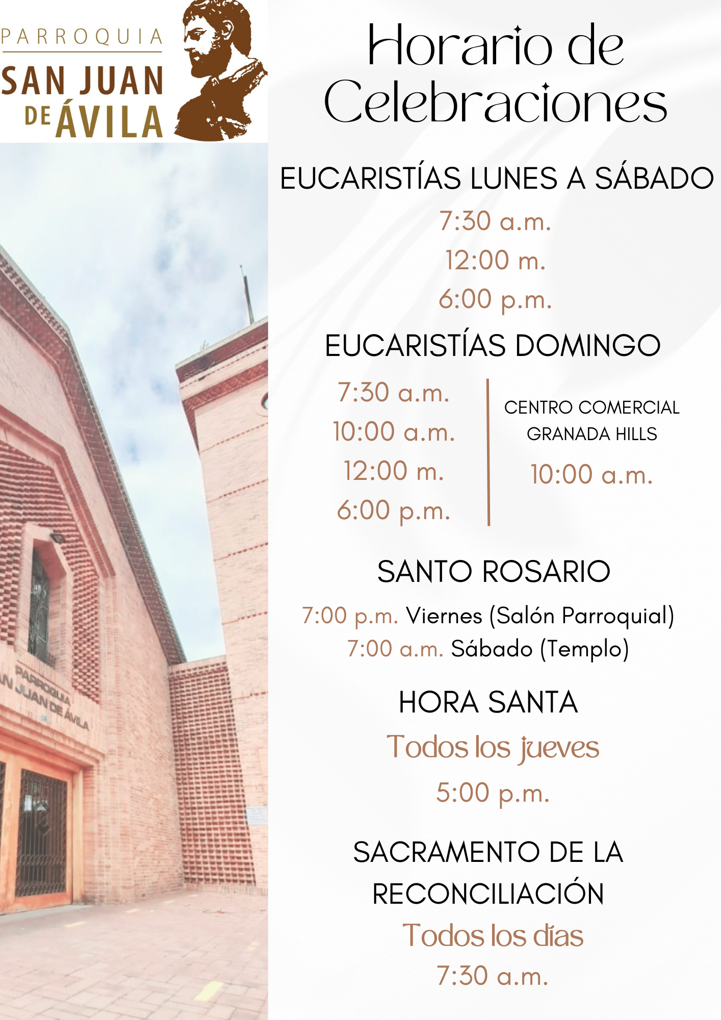 HORARIOS CELEBRACIONES 