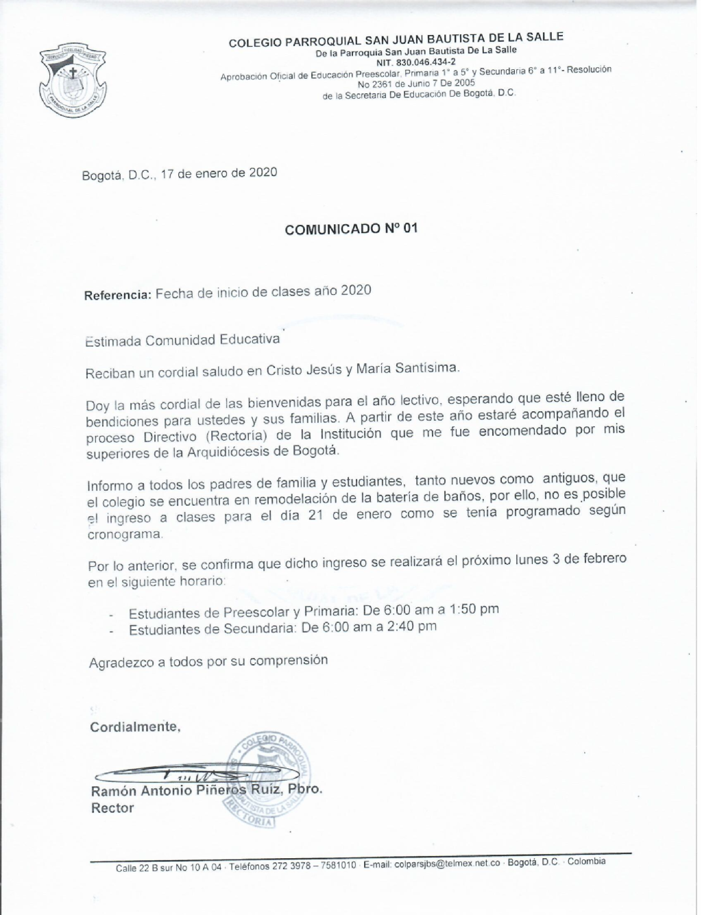 Comunicado 1 2020