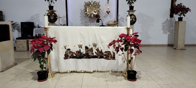 pesebre en mantel