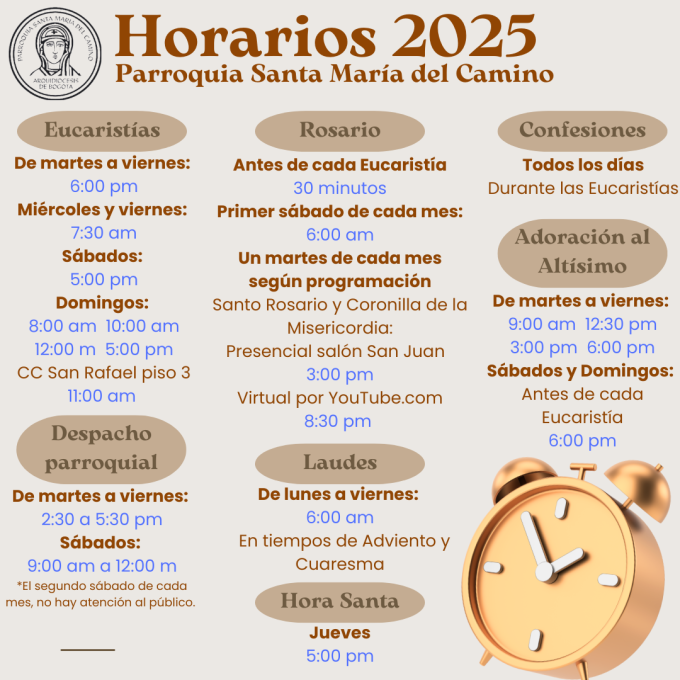 Horarios Santa María del Camino 2025