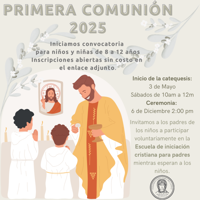 Invitación Primera Comunión 2025 Parroquia Santa María del Camio