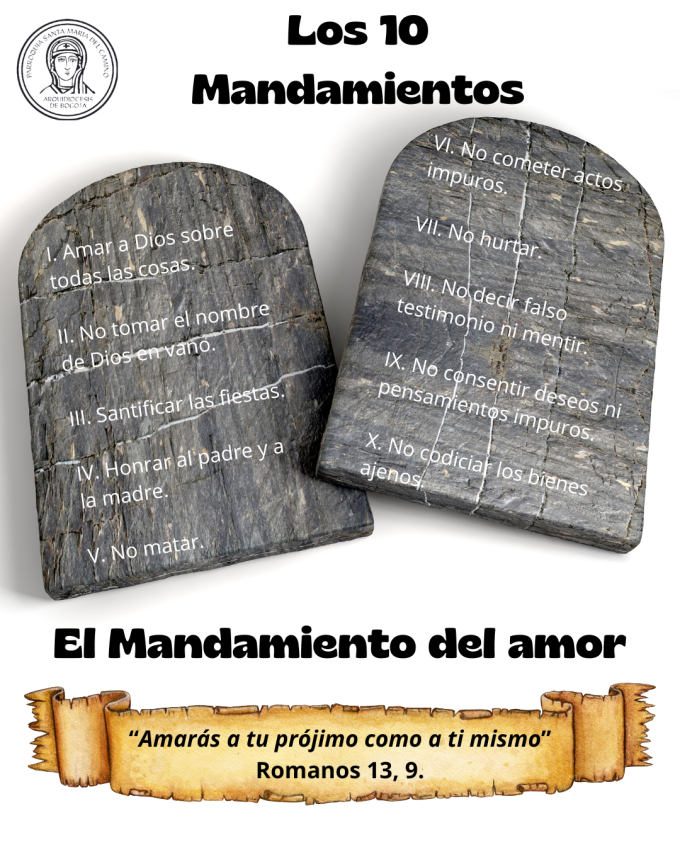 Los 10 Mandamientos de Dios mas el mandamiento de amor.